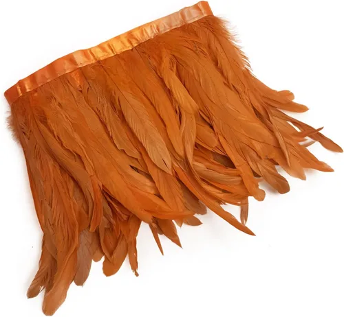 Miniatura 15 de 2 yardas de flecos de plumas hackle de gallo de 8-10 pulgadas, ribete de plumas para costura y manualidades, decoraciones de bricolaje - Negro