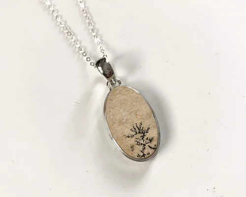 Miniatura 7 de Dendritic Agate pendant, Leaf jasper pendant, Scenic yellow dendritic agate, Oval rough stone pendant, Desert storm pendant, Natural stone