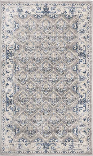 Miniatura 2 de SAFAVIEH Brentwood Collection - Alfombra decorativa de 3 x 5 pies, gris claro y azul, diseño oriental envejecido, no desprende pelusa y de fácil
