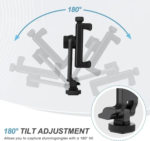 Miniatura 4 de Soporte universal de trípode para teléfono celular, soporte de zapata caliente para cámara con abrazadera de rotación de 360 grados, orificio