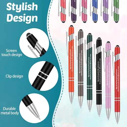 Miniatura 2 de Fuutreo 12 bolígrafos inspiradores con citas motivacionales, para compañeros de trabajo, oficina, profesores, tinta negra de 0.039 pulgadas