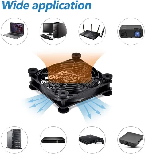 Miniatura 6 de SCCCF Ventilador USB silencioso de 4.724 in, ventilador de enfriamiento portátil USB de 5 V para receptor de TV de pantalla plana, router DVR