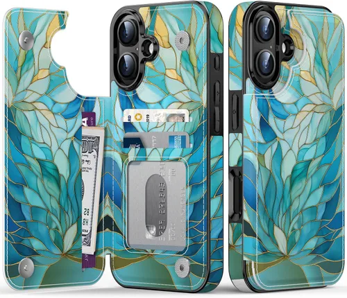 Miniatura 149 de FUNMIKO Funda tipo cartera para iPhone 13 con tarjetero, bloqueo RFID, protección de grado militar y obras de arte impresas con rayos UV, cierre