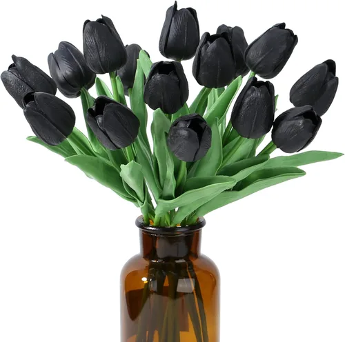 Miniatura 21 de SITUMEIZI 15 piezas de flores blancas artificiales, tulipanes artificiales de poliuretano de 14 pulgadas a granel para el hogar, cocina, Pascua