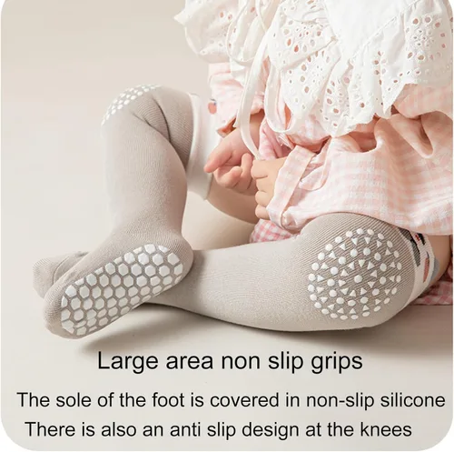 Miniatura 6 de Calcetines de rodilla antideslizantes para bebés y niños pequeños con agarre, calcetines antideslizantes para recién nacidos, para niños y niñas