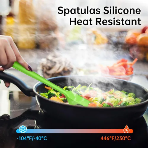 Miniatura 3 de Juego de 5 Espátulas de Silicona - Resistentes al Calor 446°F Grado Alimenticio Sin BPA, Antiadherentes Seguras para Utensilios de Cocina Aptas