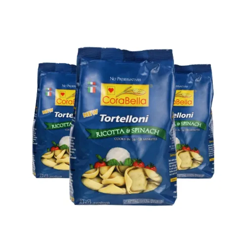 Miniatura 6 de Corabella Pasta Tortellini de queso puro fresco de ricotta y espinacas con huevos, gouda, queso mozzarella, aceite de girasol, suero en polvo, pasta