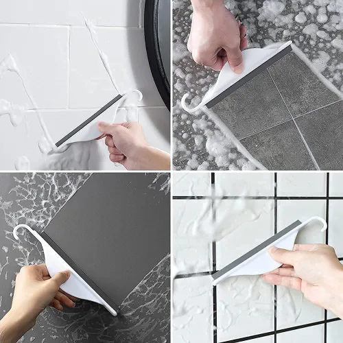 Miniatura 4 de Pequeño espejo de ducha de baño con gancho para colgar, mini espátula de silicona para encimera de cocina, herramienta limpiadora