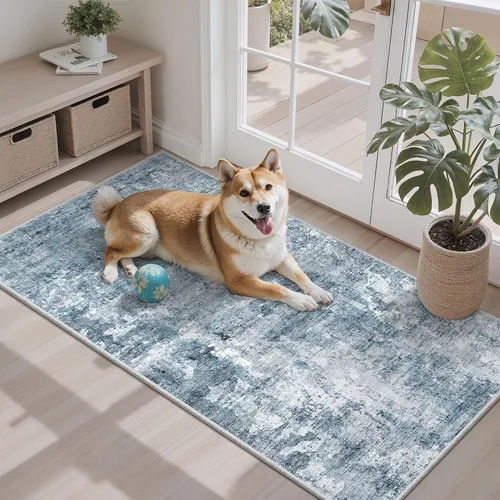 Miniatura 25 de Alfombra de pasillo Soalmost 2'6" x 10' lavable, alfombra antideslizante para cocina, baño, lavandería, alfombras vintage ultra delgadas para Beige