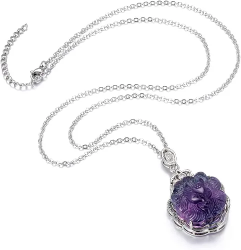 Miniatura 5 de Jovivi Natural Fluorite Crystal Necklace Healing Chakra Stone Gemstone Amulet Lucky Charm Pendant Adjustable Rope