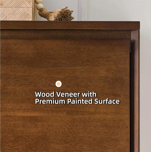 Miniatura 6 de LKTART Aparador de buffet moderno de mediados de siglo, aparador estrecho de nogal, armario de almacenamiento de madera Credenza con 2 puertas