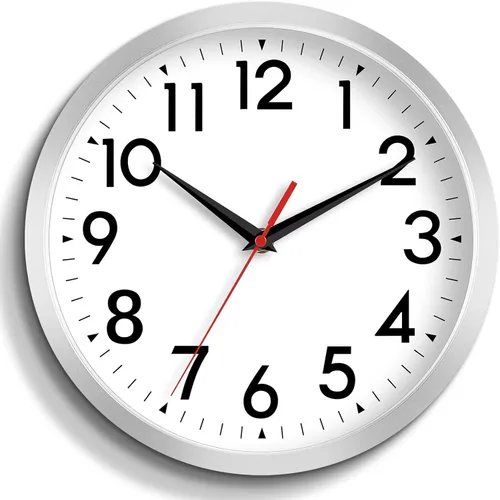 Miniatura 20 de DAXSMY Reloj de pared analógico pequeño de 8 pulgadas, silencioso, sin tictac, funciona con pilas, moderno, simple, decorativo, para cocina, H-blue