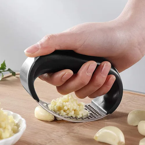 Miniatura 7 de Mecedora de prensa de ajo, trituradora de ajo de acero inoxidable, accesorios de cocina profesional, picadora de ajo con mango ergonómico, pelador