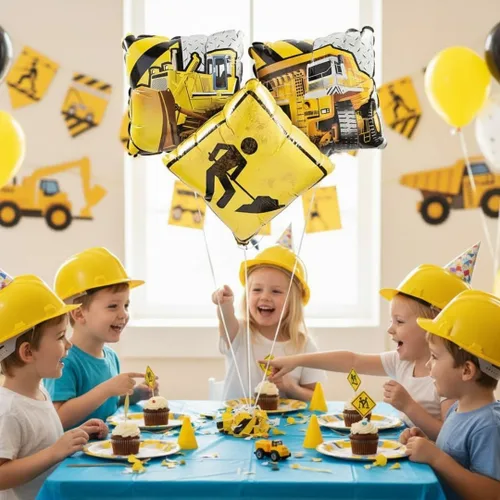 Miniatura 5 de Construction Zone - Globos de Mylar para decoración de fiestas temáticas de construcción para cumpleaños y eventos de niños, diseño de señal