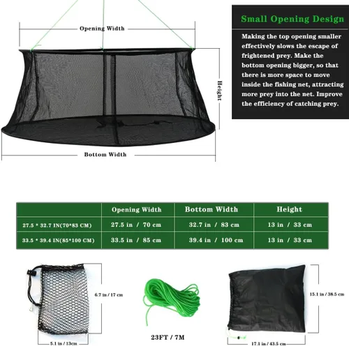 Miniatura 3 de Drasry Fishing Net Trap for Bait Minnow Shrimp Crayfish Foldable Fish Crawdad Lobsters Cast Net Collapsible