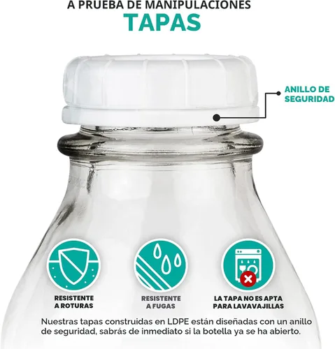 Miniatura 4 de Stock Your Home Botellas de leche de vidrio de litro (paquete de 2) – Tarros de leche de 32 onzas con tapas – Botellas de vidrio de grado