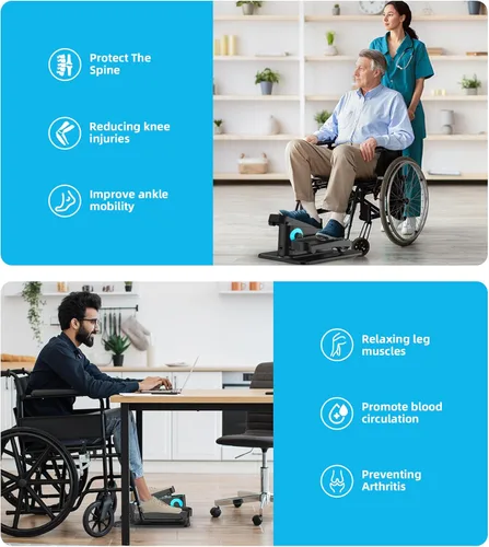 Miniatura 7 de Máquina elíptica para debajo del escritorio, máquina portátil de ejercicio de pedal sentado para personas mayores, ejercitador de piernas Elipse