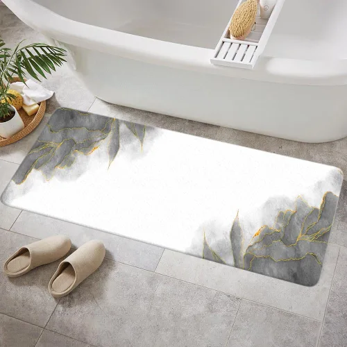 Miniatura 16 de Tapetes de baño de mármol verde y dorado para baño, de franela verde oliva esmeralda oscuro, tapete de baño para ducha, antideslizante, moderno
