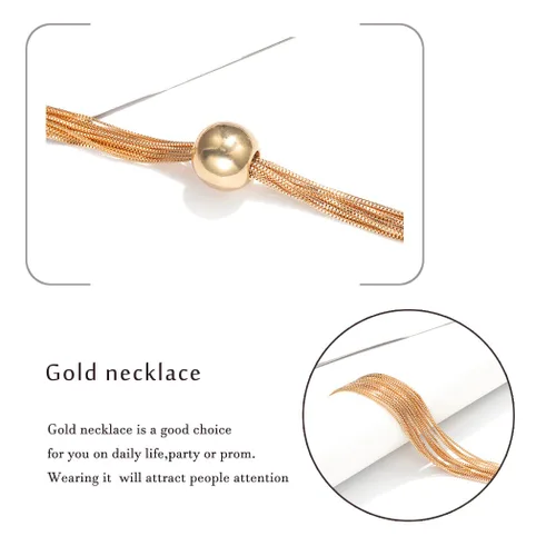 Miniatura 6 de Sixexey Gargantilla de oro grueso con borlas, collares de esfera, collar de esfera geométrica, joyería para mujer