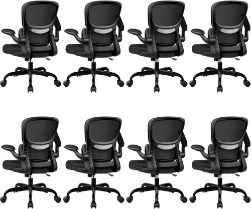 Miniatura 12 de ALLGOD Silla de oficina ergonómica, silla de escritorio ergonómica de malla transpirable con soporte lumbar ajustable, reposabrazos abatibles