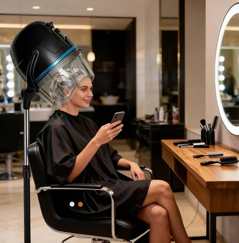 Miniatura 6 de ZENY Secador de Cabello de Pie de 1300W Ajustable de Piso con Capó con Capucha con Ruedas Rodantes Equipo Profesional de Salón para Belleza y Secado
