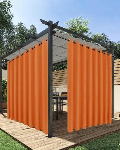 Miniatura 36 de HolidayIdeas Cortinas impermeables para patio, 4 paneles, 54 x 84 pulgadas, protección de privacidad y filtrado de luz, cortinas exteriores con Negro