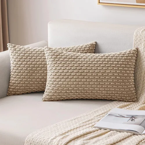 Miniatura 49 de MIULEE - Paquete de 2 fundas de cojín decorativas, modernas y boho, de terciopelo, con textura a rayas, para sofá, cama, sala de estar, decoración