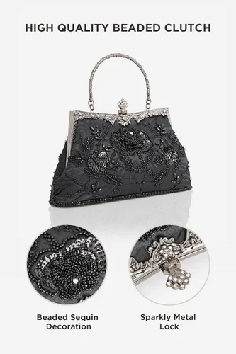 Miniatura 2 de BABEYOND Bolsos de mano de noche para mujer, accesorios vintage para bolso de noche para mujer, Gatsby de los años 20 con cuentas de lentejuelas