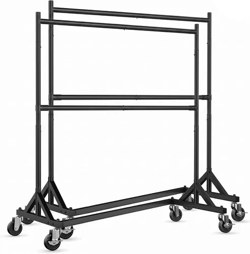 Miniatura 19 de HOKEEPER Perchero Z con capacidad para 500 libras, resistente perchero de ropa comercial para colgar ropa con ruedas, estante Z portátil