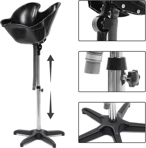 Miniatura 3 de Lavabo de champú de plástico con altura ajustable para salón de belleza, cuenco de lavado de peluquería, lavabo móvil para peluquería con manguera