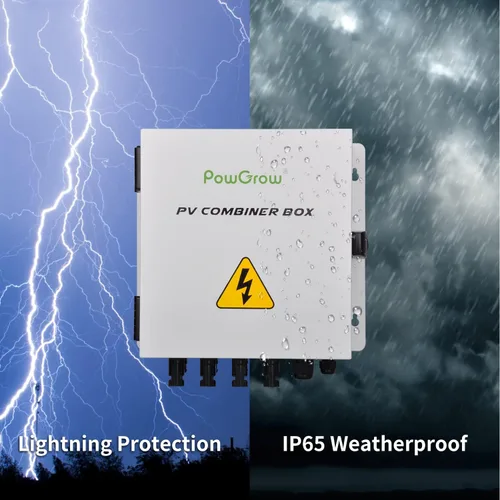 Miniatura 4 de Caja combinadora PV PowGrow, caja combinadora solar de metal de 4 cuerdas con fusible de corriente nominal de 15 A, dispositivo de protección contra