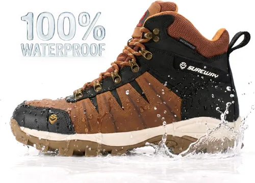 Miniatura 3 de SUREWAY Men's 6" Waterproof Work Boots - Soft Toe,Leather Lace Up,EH Rated, Slip Resistant Outsole for Construction, Roofing & Hunting Work Boots
