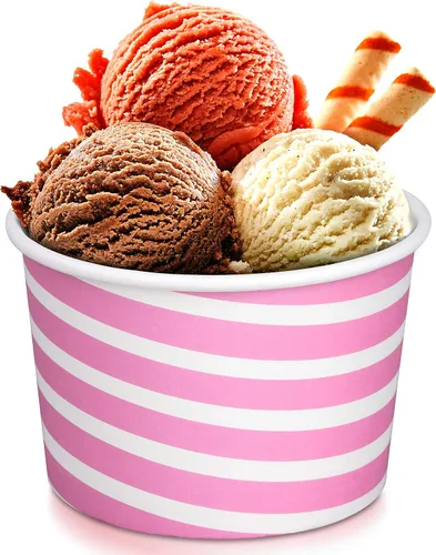 Miniatura 7 de Barra de helado extra duradera con diseño de rayas rosadas, 8 onzas. Tazas/tazón de helado - Tazas perfectas para cumpleaños de niños y fiestas