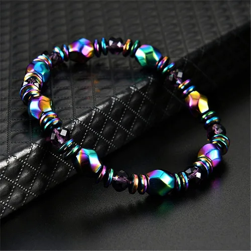 Miniatura 6 de Dearanswer - Pulsera de cadena de cuentas de hematita, pulseras elásticas de piedra magnética de obsidiana, pulsera de tobillo para hombres