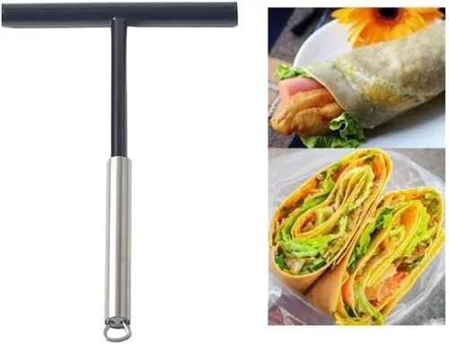 Miniatura 2 de Paquete de 2 raspadores de acero inoxidable en forma de T con agujero para colgar, espátula antiadherente para hacer crepé, herramienta