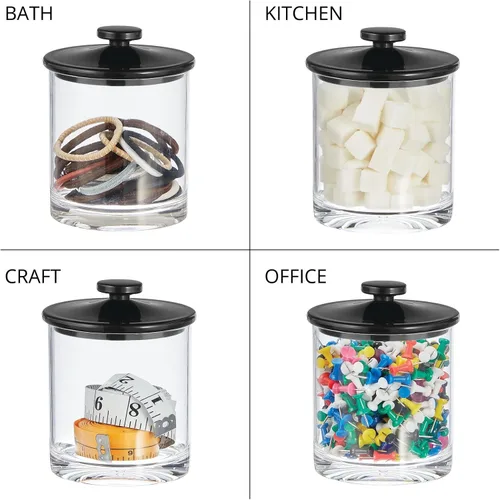 Miniatura 4 de mDesign Pequeños y modernos botes organizadores de almacenamiento de boticario, recipientes acrílicos para baño, soporte de organización