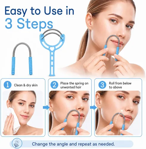 Miniatura 5 de Removedor de vello primaveral – Paquete de 4 depiladoras de resorte de acero inoxidable – Removedor de vello facial para mujeres, cara de barbilla