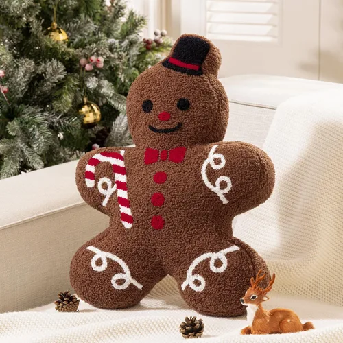 Miniatura 12 de Phantoscope - Funda de almohada de Navidad de la serie Gingerbread, almohada decorativa de Navidad con forma de chica de jengibre de peluche