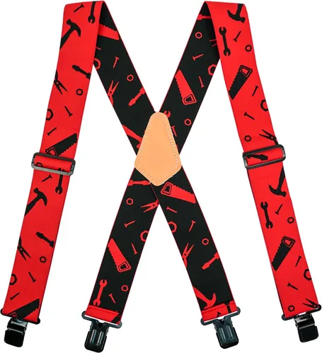 Miniatura 2 de KUNN Mens Suspenders X-Back 2 Inch Wide Elastic Suspender Heavy Duty Clips Work Suspenders