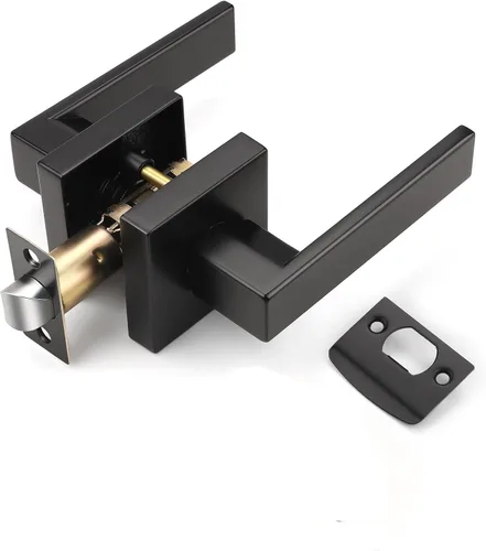 Miniatura 31 de KNOBWELL Paquete de 2 palancas de puerta de color negro mate resistentes de 2.07 libras, modernas palancas de puerta para armario/pasillo