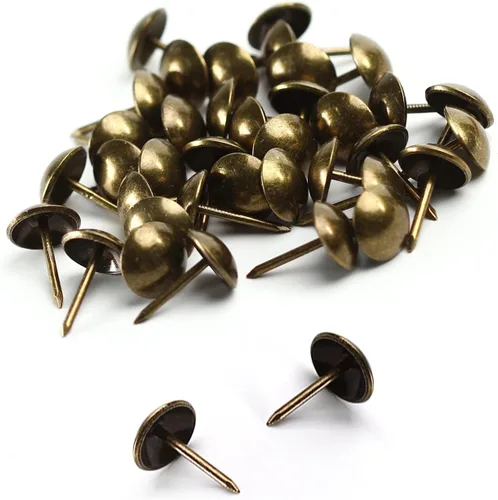 Miniatura 41 de MroMax 120 tachuelas de clavos para tapicería de 0.47 pulgadas de diámetro, hierro de estilo vintage, de metal, redondos, de 0.67 pulgadas de altura