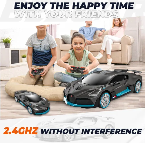 Miniatura 3 de BEZGAR Auto de control remoto Bugatti para niños - 1:24 Autos RC Bugatti con licencia oficial, vehículo de juguete de carreras deportivas Hobby