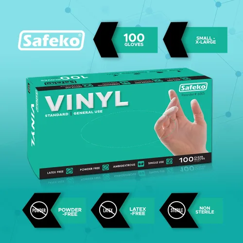 Miniatura 2 de Guantes desechables de vinilo transparente de uso general, sin polvo y látex
