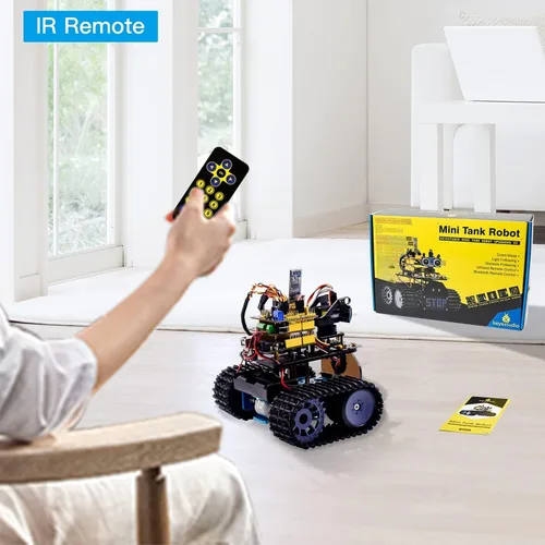 Miniatura 2 de KEYESTUDIO Mini Tank Kit V2 Smart Car para Arduino, IR infrarrojo y control remoto de aplicaciones (iOS y Android), seguimiento ligero
