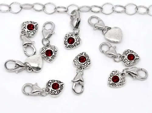 Miniatura 3 de Encantos atractivos del corazón del Rhinestone del color de los encantos del clip