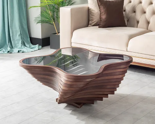 by Papella Design, Mesas de centro de nogal natural Veener para sala de estar, mesa rústica, mesa de centro para sala, mesa central, mesa de