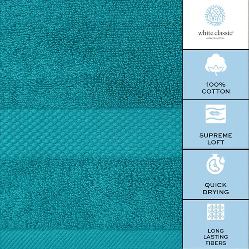 Miniatura 6 de Toallas de baño de lujo de White Classic Soft Aqua - Toallas de baño de algodón de 650 GSM de lujo extra grandes 35x70 Altamente absorbentes