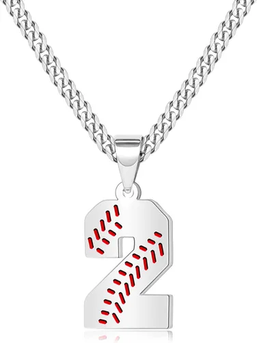 Miniatura 23 de Btysun Collares de béisbol de béisbol número 0-99 dijes de acero inoxidable para hombres, regalos de béisbol, papá, marido, regalo de Navidad