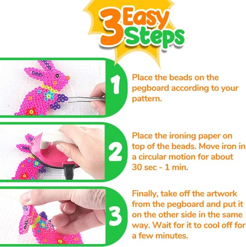 Miniatura 7 de Goody King Kit de cuentas fusibles de artes y manualidades para niños con instrucciones (idioma español no garantizado) – Juego de cuentas