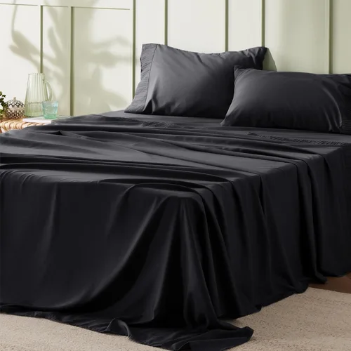 Miniatura 19 de Bedsure Sábanas de tamaño King – Sábanas suaves para cama de tamaño King, 4 piezas de hotel de lujo verde menta, juego de sábanas refrescantes de 11